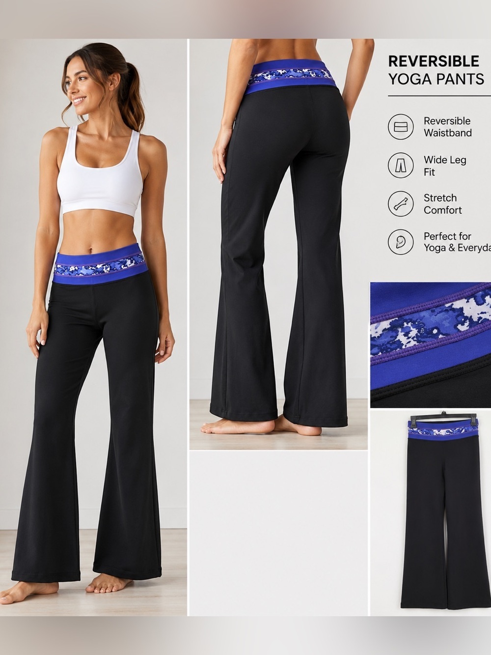 Kirkland Reversible Wide Leg Yoga Pants Small